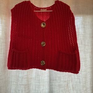 Sunday Red Knit Cardigan Vest